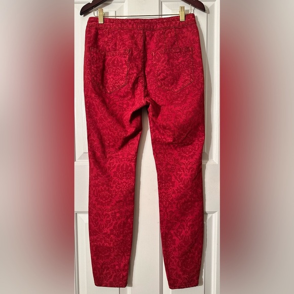 PILCRO Anthropologie Flocked High Rise Leggings size 28 Cranberry PRISTINE - Picture 4 of 12